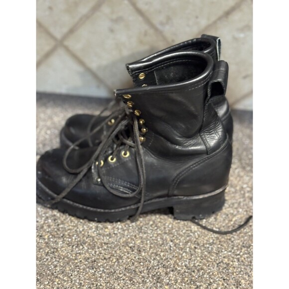 Boot World Men's Lace Up Boots Leather Steel Toe Logger Firemen Linemen Sz 8 - Picture 3 of 9